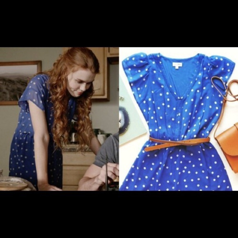 Maison Jules Blue Polka Dot Dress
